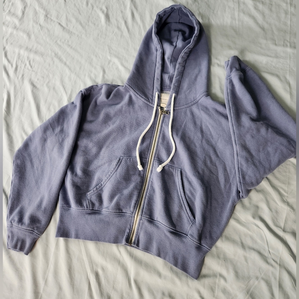 American Eagle Light Blue Cropped Jacket